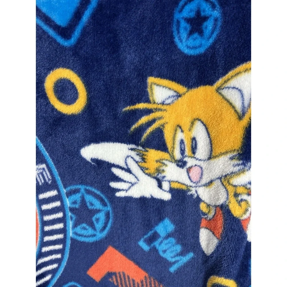 Sonic The Hedgehog Fleece Throw Blanket 37x50 Sega Tails Knuckles‎ Blue